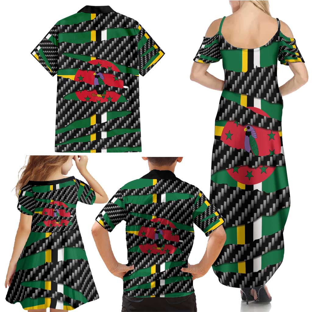 Dominica Beast Family Matching Summer Maxi Dress and Hawaiian Shirt Ripped Flag Graphic - Wonder Print Shop