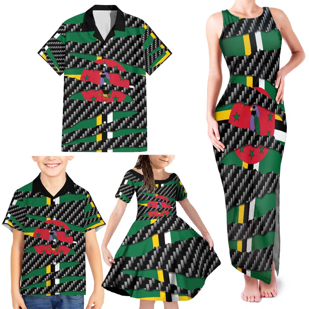 Dominica Beast Family Matching Tank Maxi Dress and Hawaiian Shirt Ripped Flag Graphic - Wonder Print Shop
