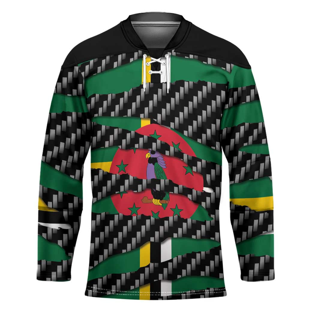 Dominica Beast Hockey Jersey Ripped Flag Graphic - Wonder Print Shop