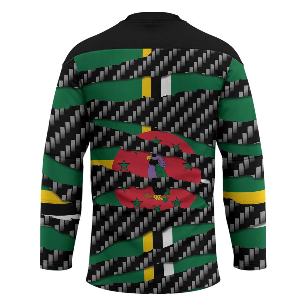 Dominica Beast Hockey Jersey Ripped Flag Graphic - Wonder Print Shop