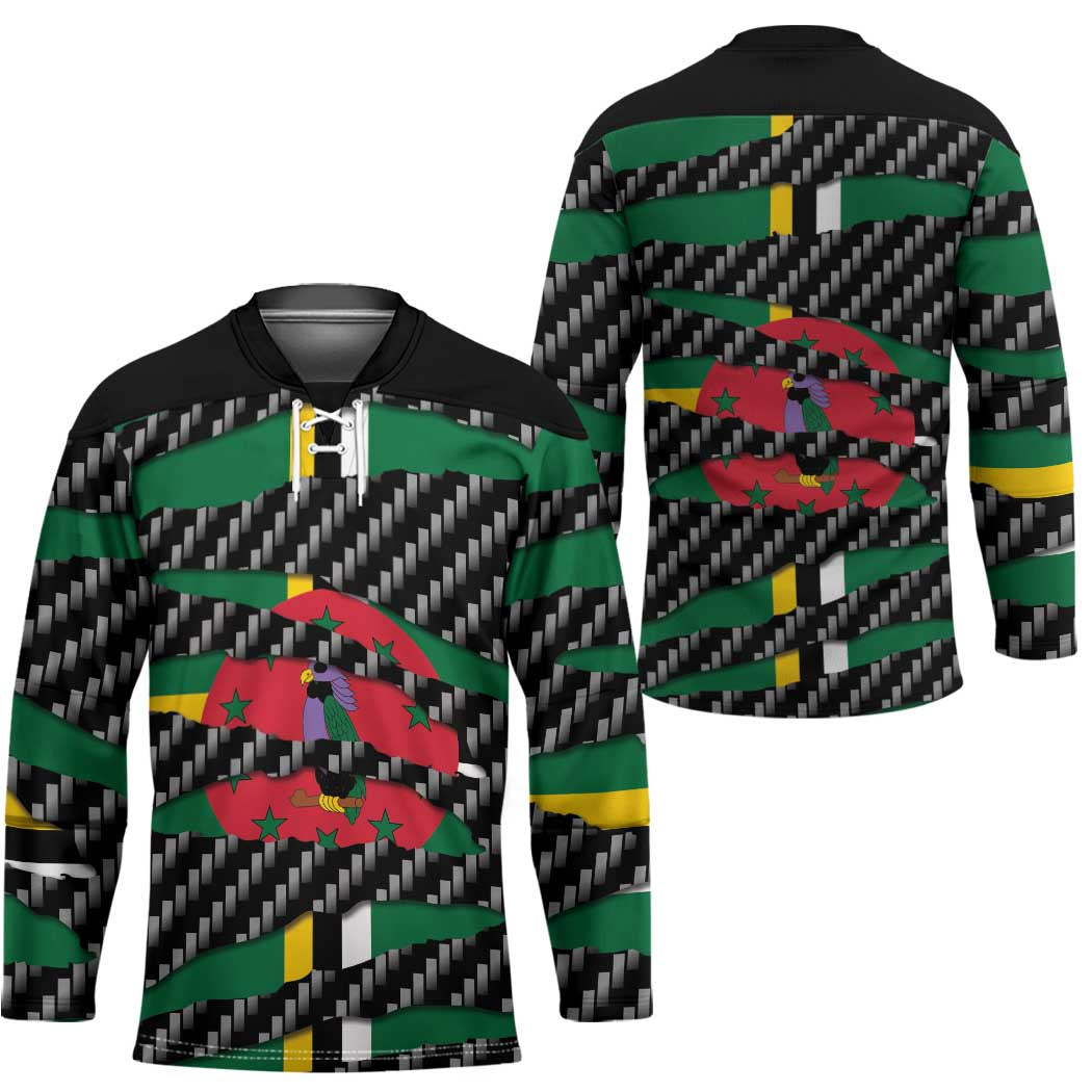 Dominica Beast Hockey Jersey Ripped Flag Graphic - Wonder Print Shop