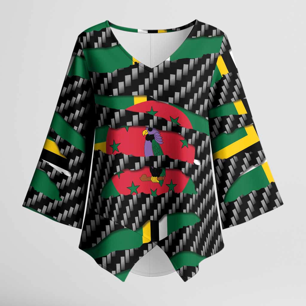 Dominica Beast Kimono Sleeve Blouse Ripped Flag Graphic - Wonder Print Shop