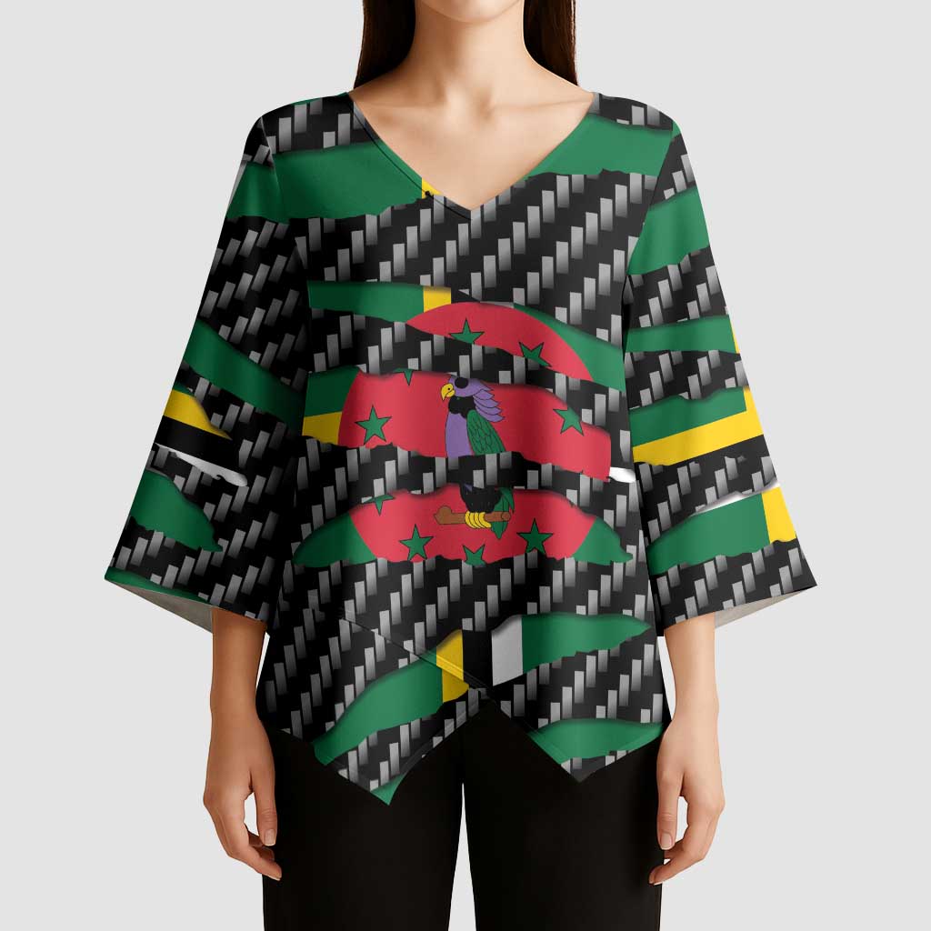 Dominica Beast Kimono Sleeve Blouse Ripped Flag Graphic - Wonder Print Shop