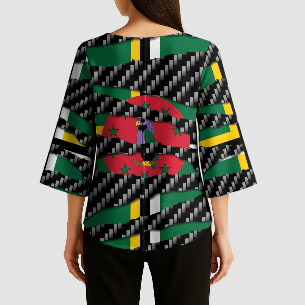 Dominica Beast Kimono Sleeve Blouse Ripped Flag Graphic - Wonder Print Shop