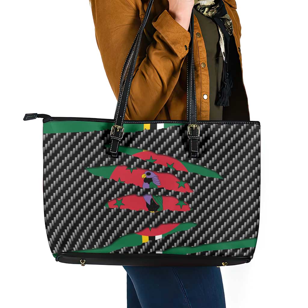 Dominica Beast Leather Tote Bag Ripped Flag Graphic - Wonder Print Shop