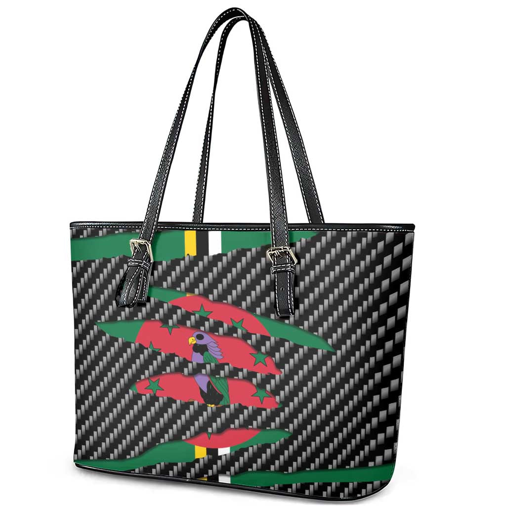Dominica Beast Leather Tote Bag Ripped Flag Graphic - Wonder Print Shop