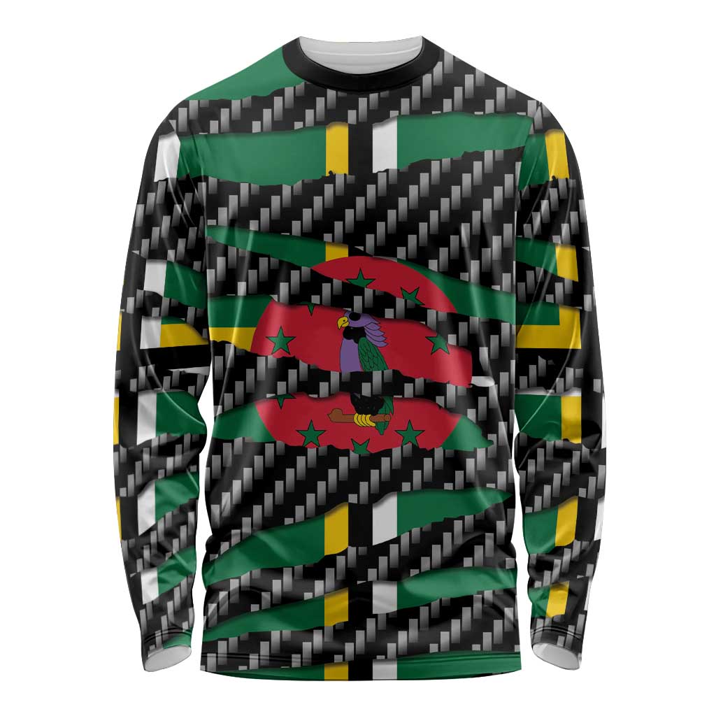 Dominica Beast Long Sleeve Shirt Ripped Flag Graphic - Wonder Print Shop