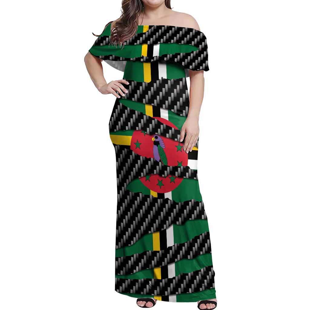 Dominica Beast Off Shoulder Maxi Dress Ripped Flag Graphic - Wonder Print Shop