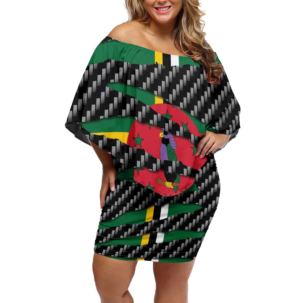 Dominica Beast Off Shoulder Short Dress Ripped Flag Graphic - Wonder Print Shop