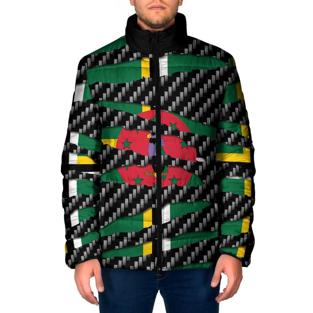 Dominica Beast Padded Jacket Ripped Flag Graphic - Wonder Print Shop