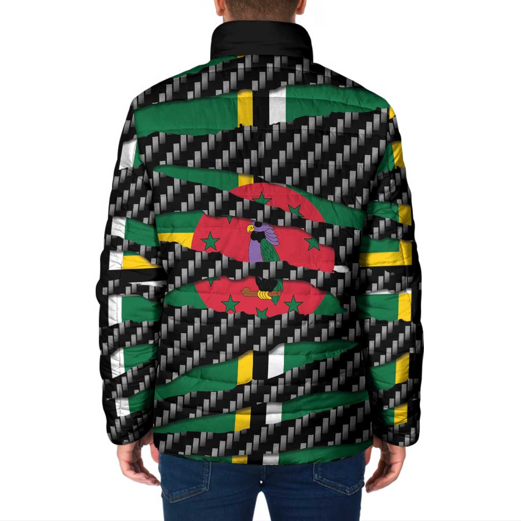 Dominica Beast Padded Jacket Ripped Flag Graphic - Wonder Print Shop