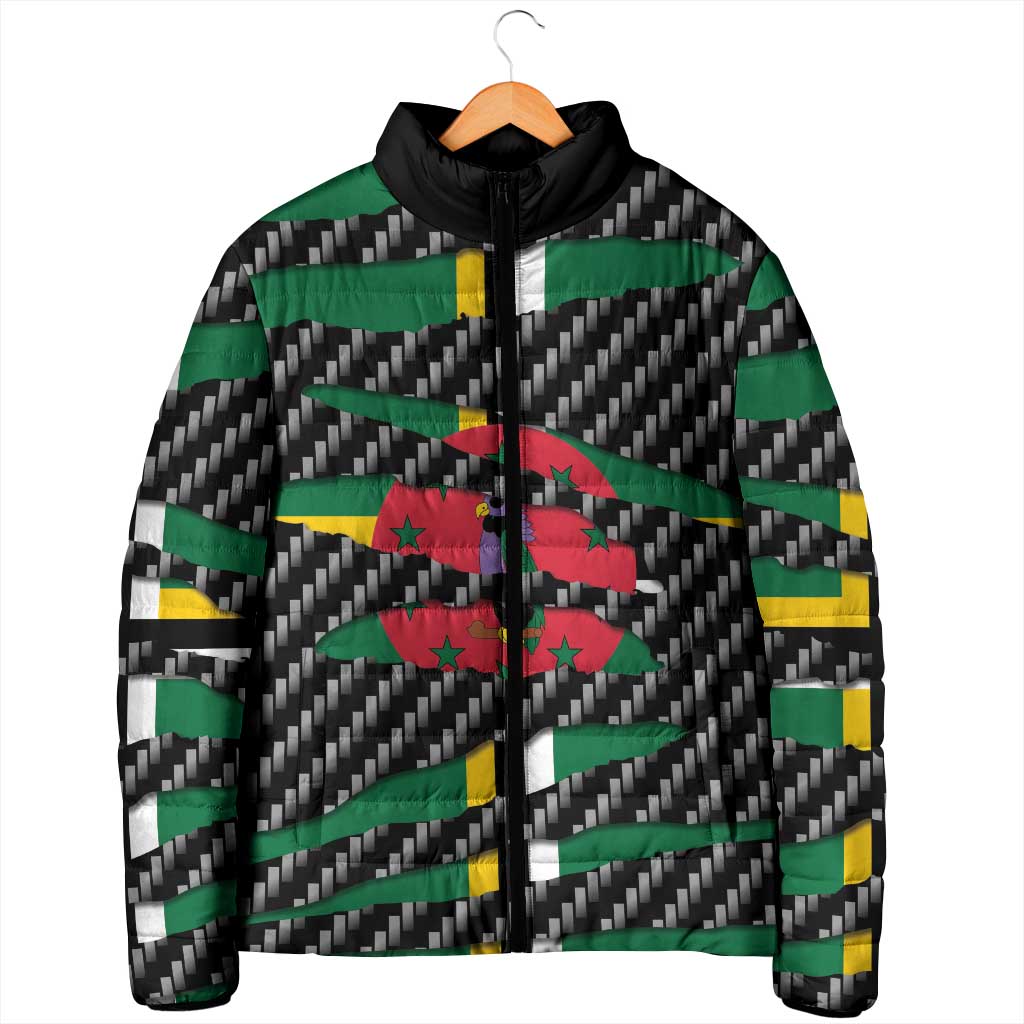 Dominica Beast Padded Jacket Ripped Flag Graphic - Wonder Print Shop