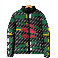Dominica Beast Padded Jacket Ripped Flag Graphic - Wonder Print Shop