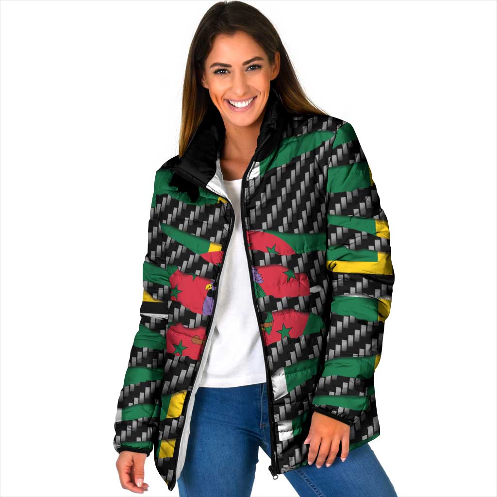 Dominica Beast Padded Jacket Ripped Flag Graphic - Wonder Print Shop