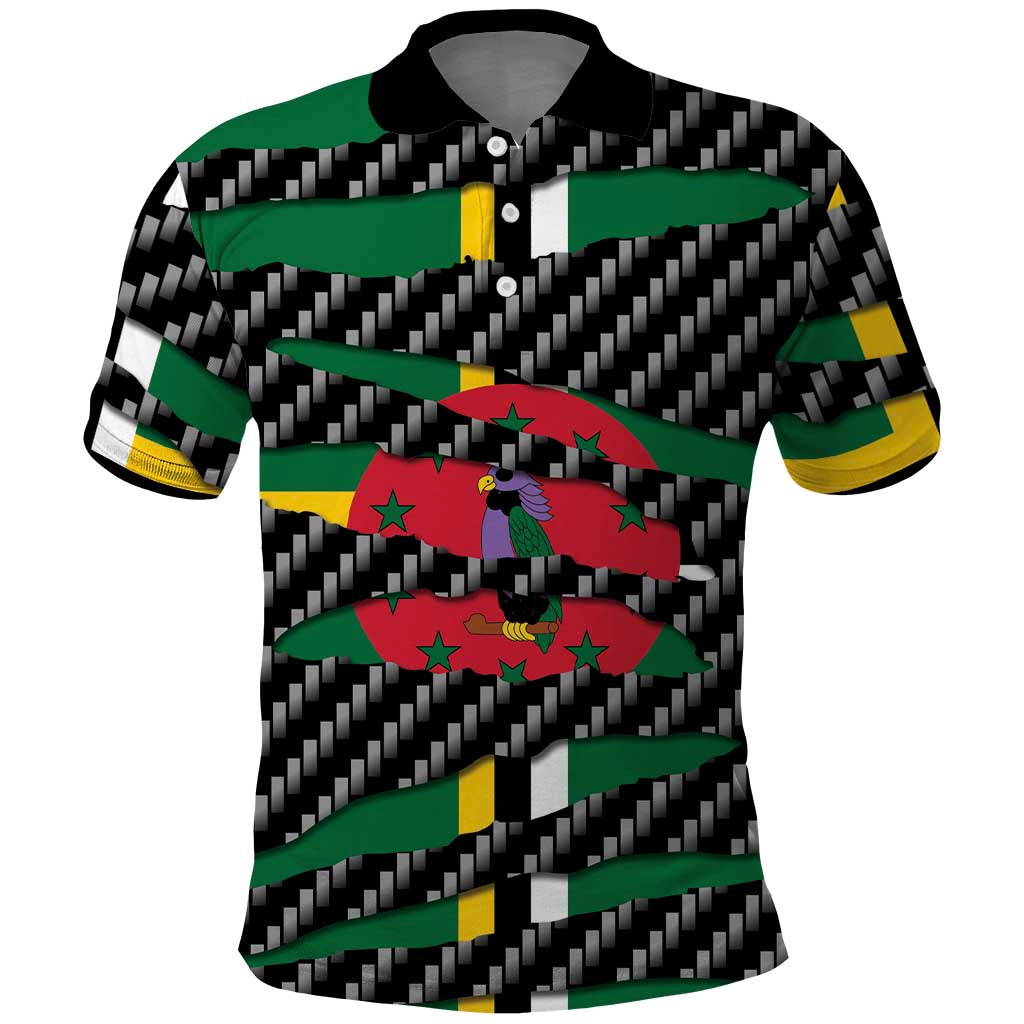 Dominica Beast Polo Shirt Ripped Flag Graphic - Wonder Print Shop