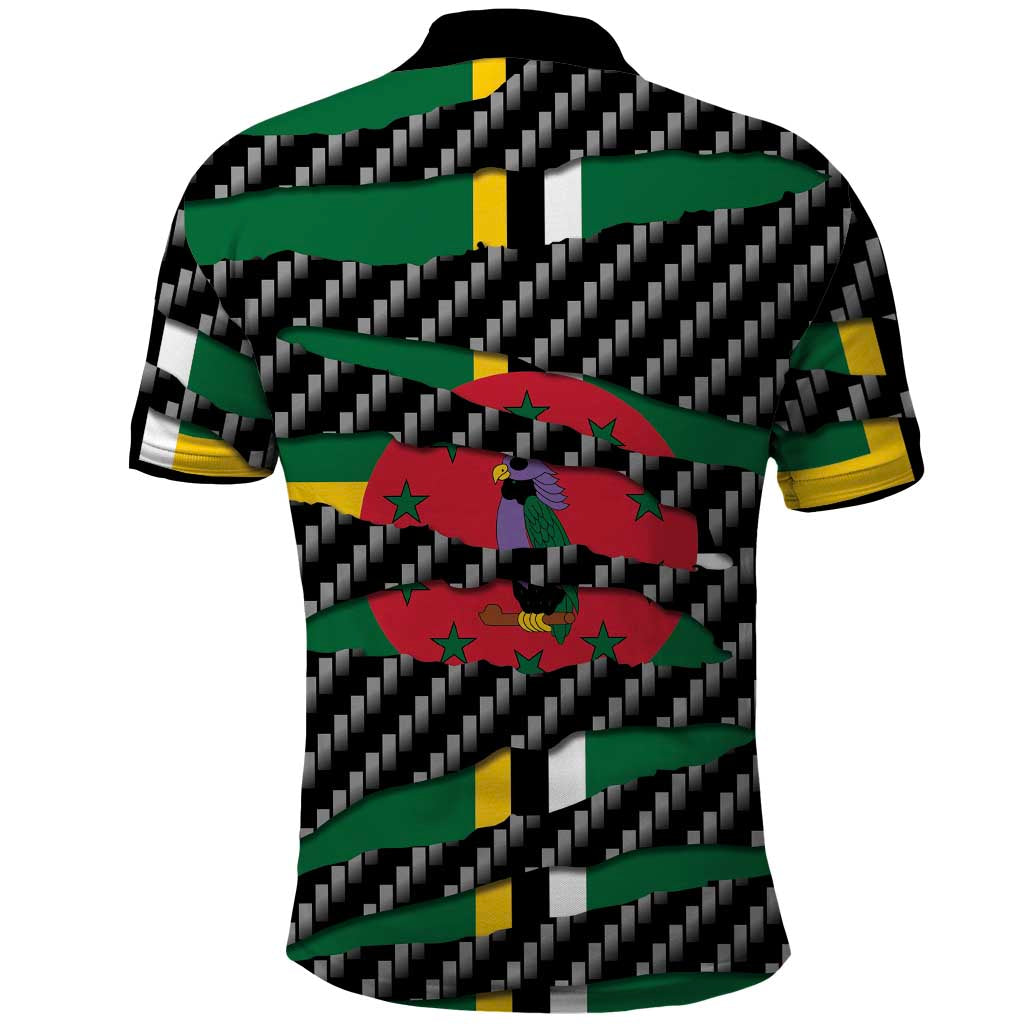 Dominica Beast Polo Shirt Ripped Flag Graphic - Wonder Print Shop