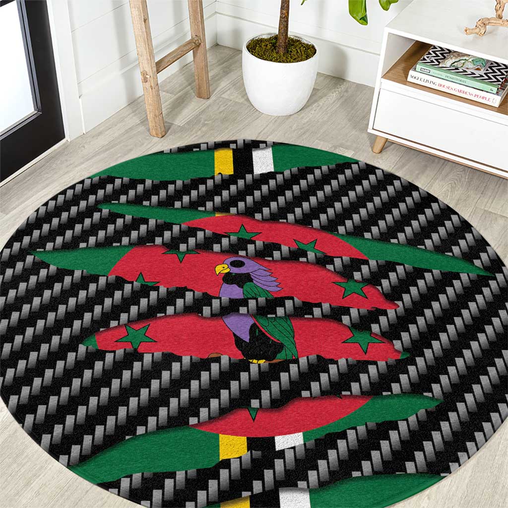 Dominica Beast Round Carpet Ripped Flag Graphic - Wonder Print Shop