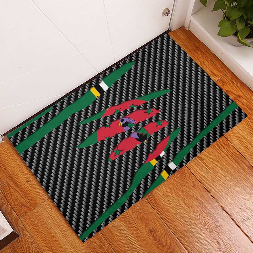 Dominica Beast Rubber Doormat Ripped Flag Graphic - Wonder Print Shop