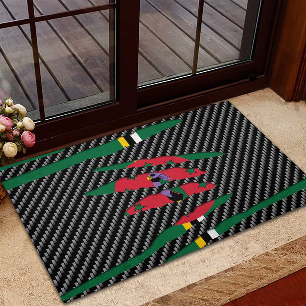 Dominica Beast Rubber Doormat Ripped Flag Graphic - Wonder Print Shop