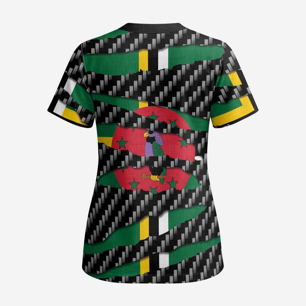 Dominica Beast Scrub Top Ripped Flag Graphic - Wonder Print Shop