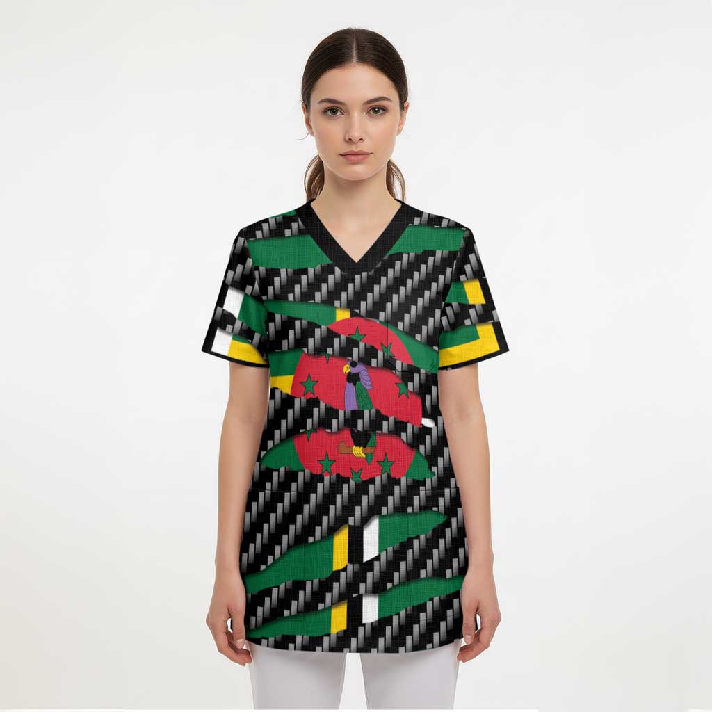 Dominica Beast Scrub Top Ripped Flag Graphic - Wonder Print Shop