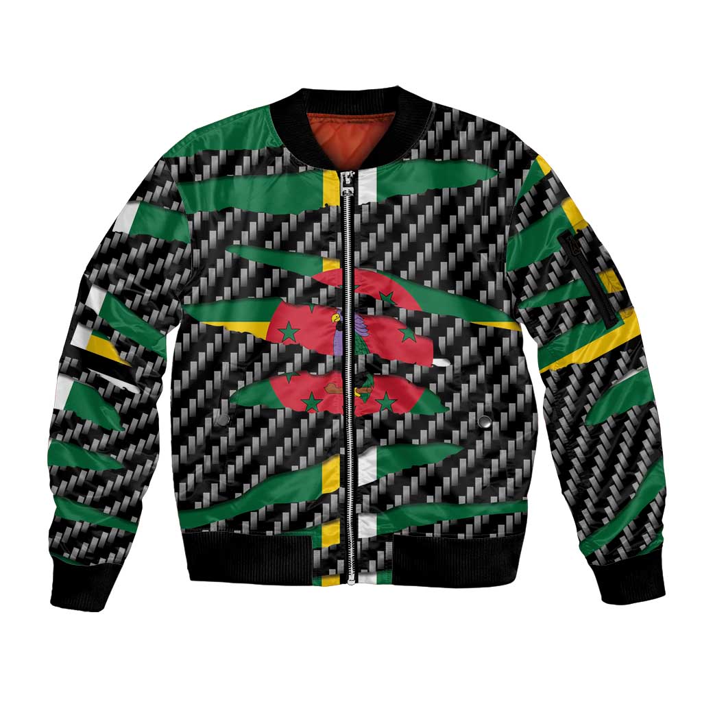 Dominica Beast Sleeve Zip Bomber Jacket Ripped Flag Graphic - Wonder Print Shop
