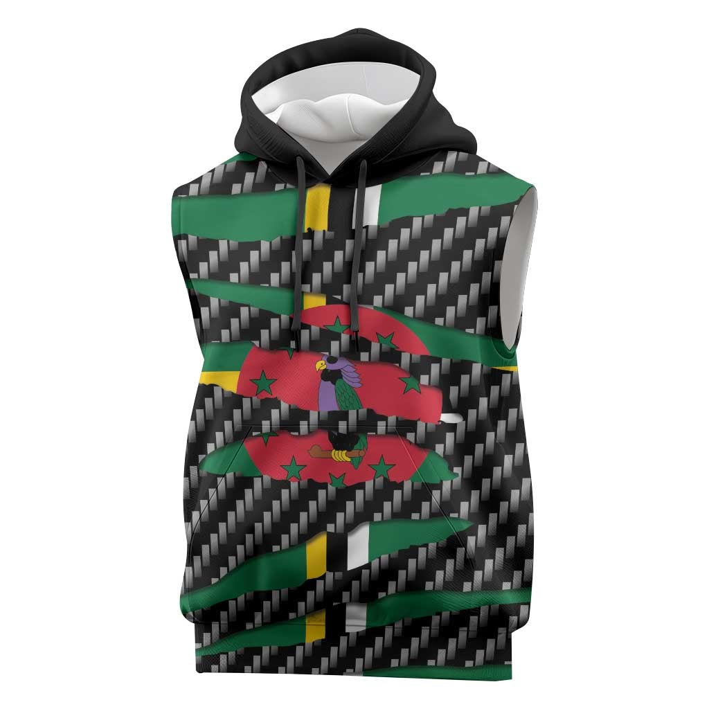 Dominica Beast Sleeveless Hoodie Ripped Flag Graphic - Wonder Print Shop