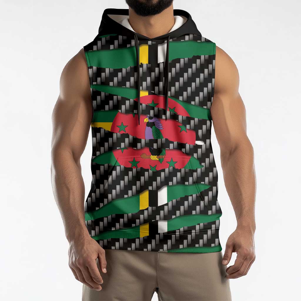 Dominica Beast Sleeveless Hoodie Ripped Flag Graphic - Wonder Print Shop
