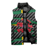 Dominica Beast Sleeveless Puffer Jacket Ripped Flag Graphic - Wonder Print Shop