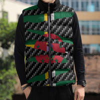 Dominica Beast Sleeveless Puffer Jacket Ripped Flag Graphic - Wonder Print Shop