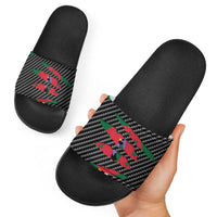 Dominica Beast Slide Sandals Ripped Flag Graphic - Wonder Print Shop