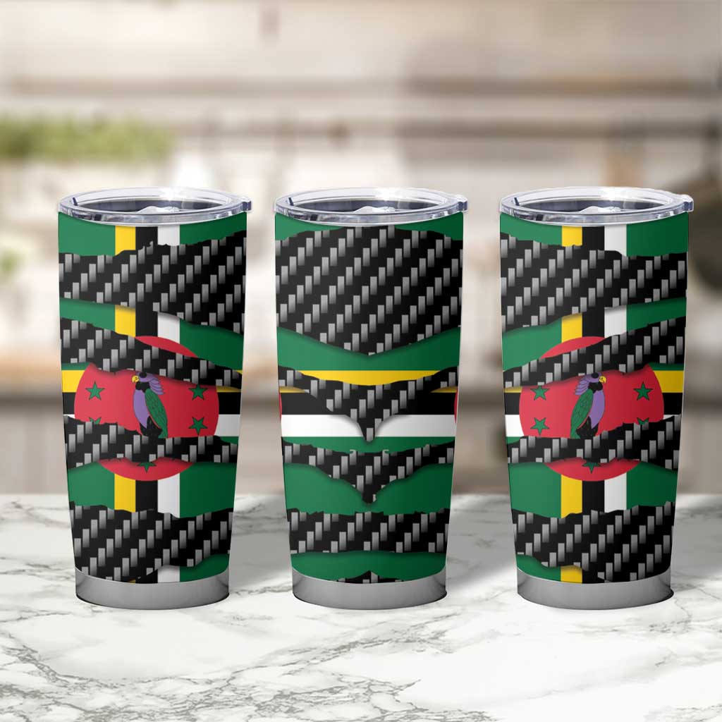 Dominica Beast Tumbler Cup Ripped Flag Graphic - Wonder Print Shop