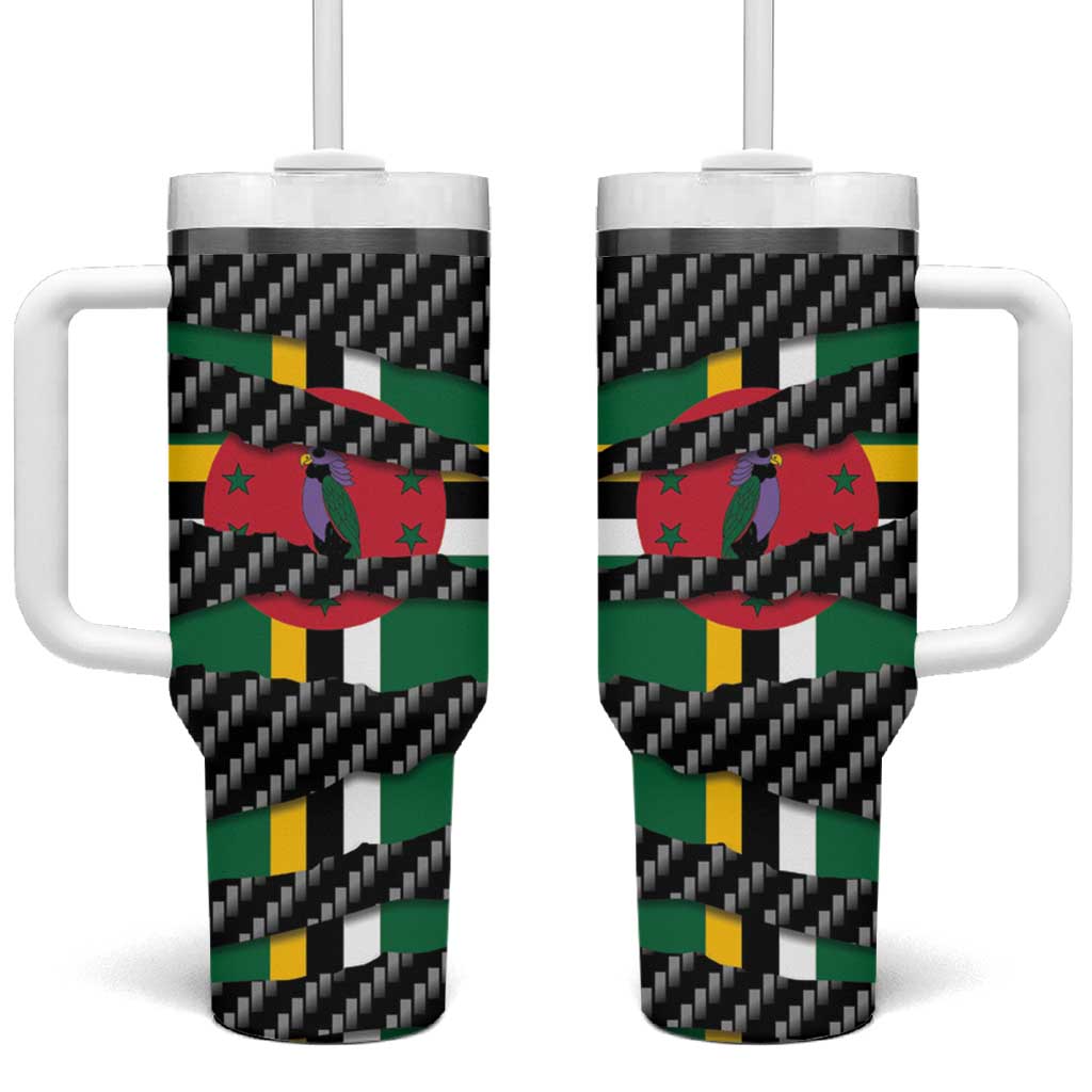 Dominica Beast Tumbler With Handle Ripped Flag Graphic - Wonder Print Shop