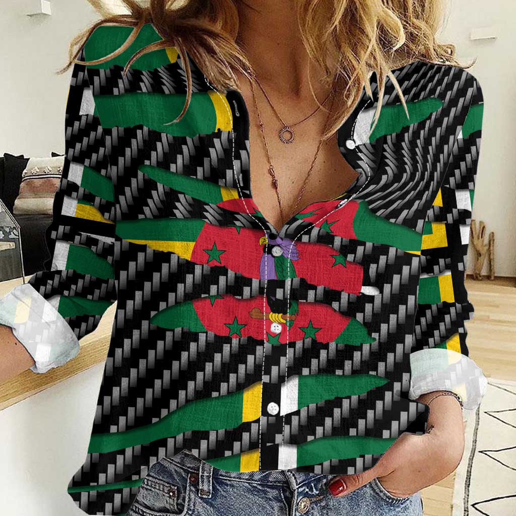 Dominica Beast Women Casual Shirt Ripped Flag Graphic - Wonder Print Shop