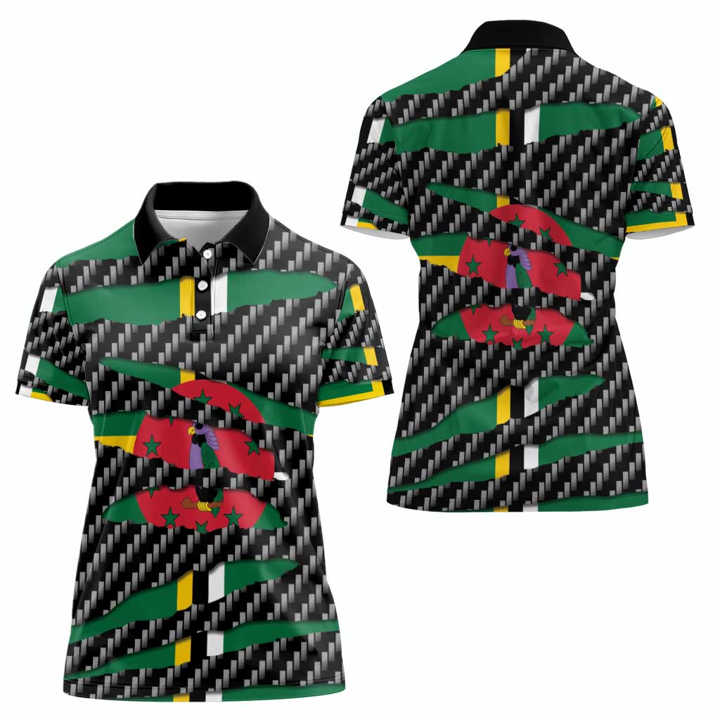 Dominica Beast Women Polo Shirt Ripped Flag Graphic - Wonder Print Shop