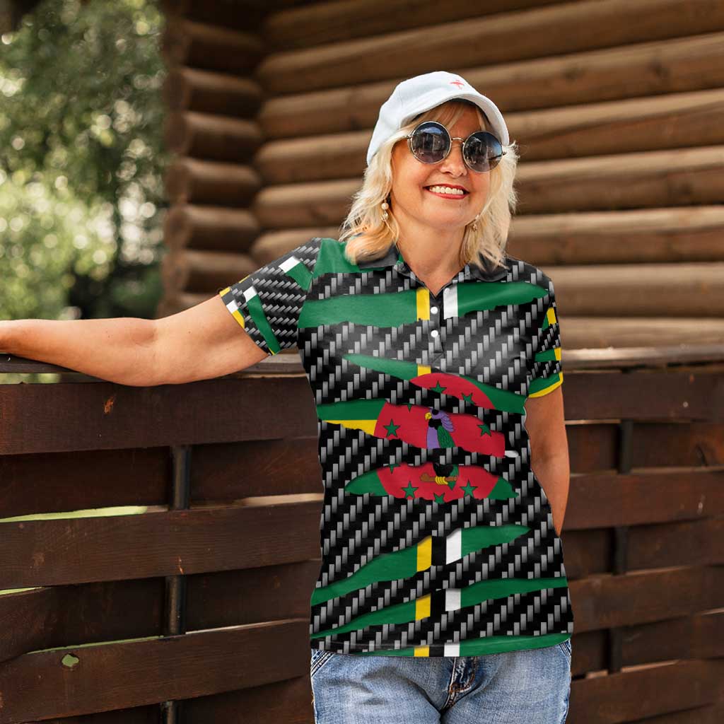 Dominica Beast Women Polo Shirt Ripped Flag Graphic - Wonder Print Shop