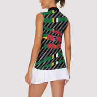 Dominica Beast Women Sleeveless Polo Shirt Ripped Flag Graphic - Wonder Print Shop
