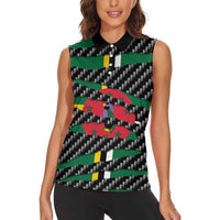 Dominica Beast Women Sleeveless Polo Shirt Ripped Flag Graphic - Wonder Print Shop