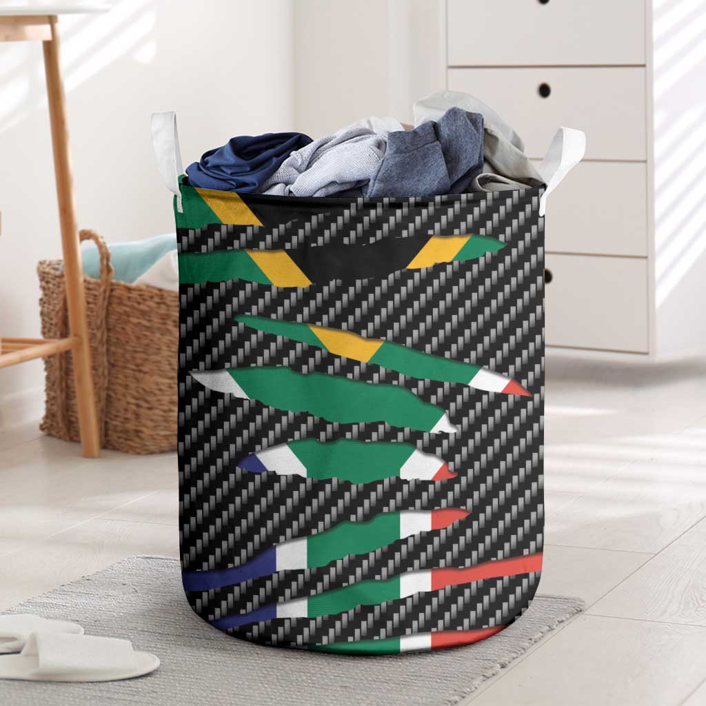 South Africa Beast Laundry Basket Ripped Flag Graphic - Wonder Print Shop