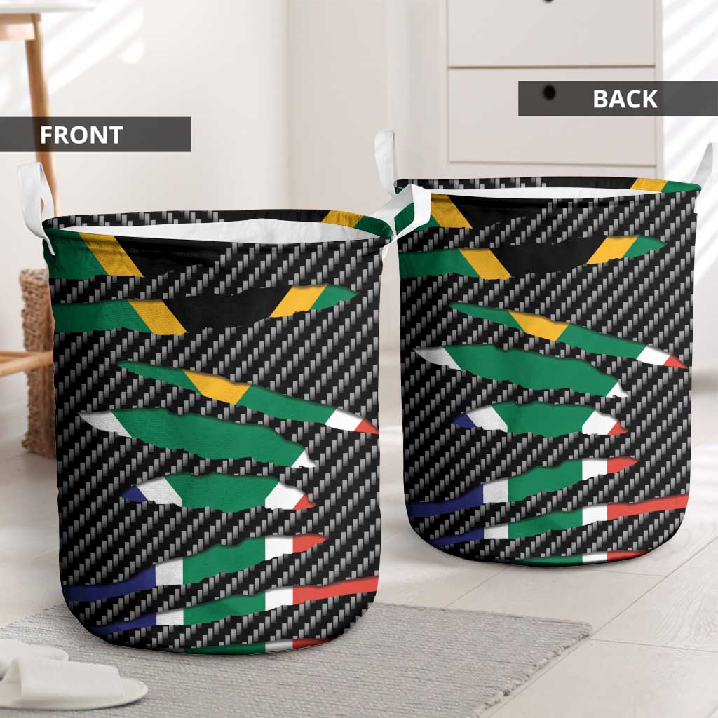 South Africa Beast Laundry Basket Ripped Flag Graphic - Wonder Print Shop