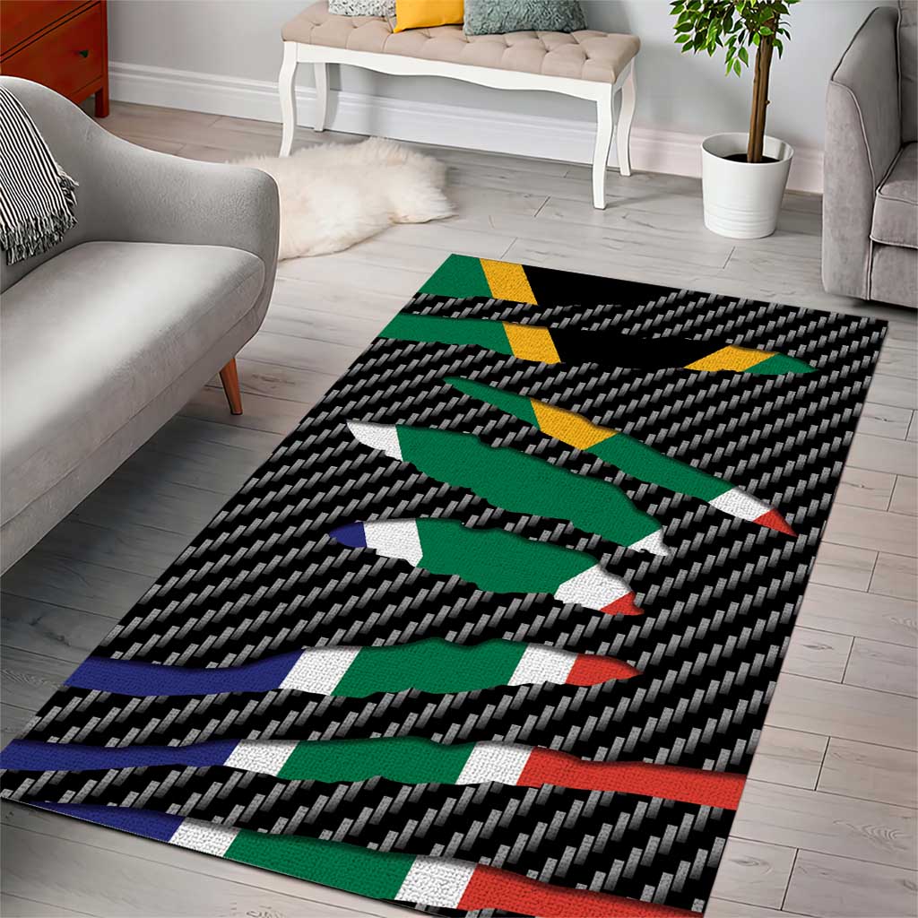South Africa Beast Area Rug Ripped Flag Graphic - Wonder Print Shop