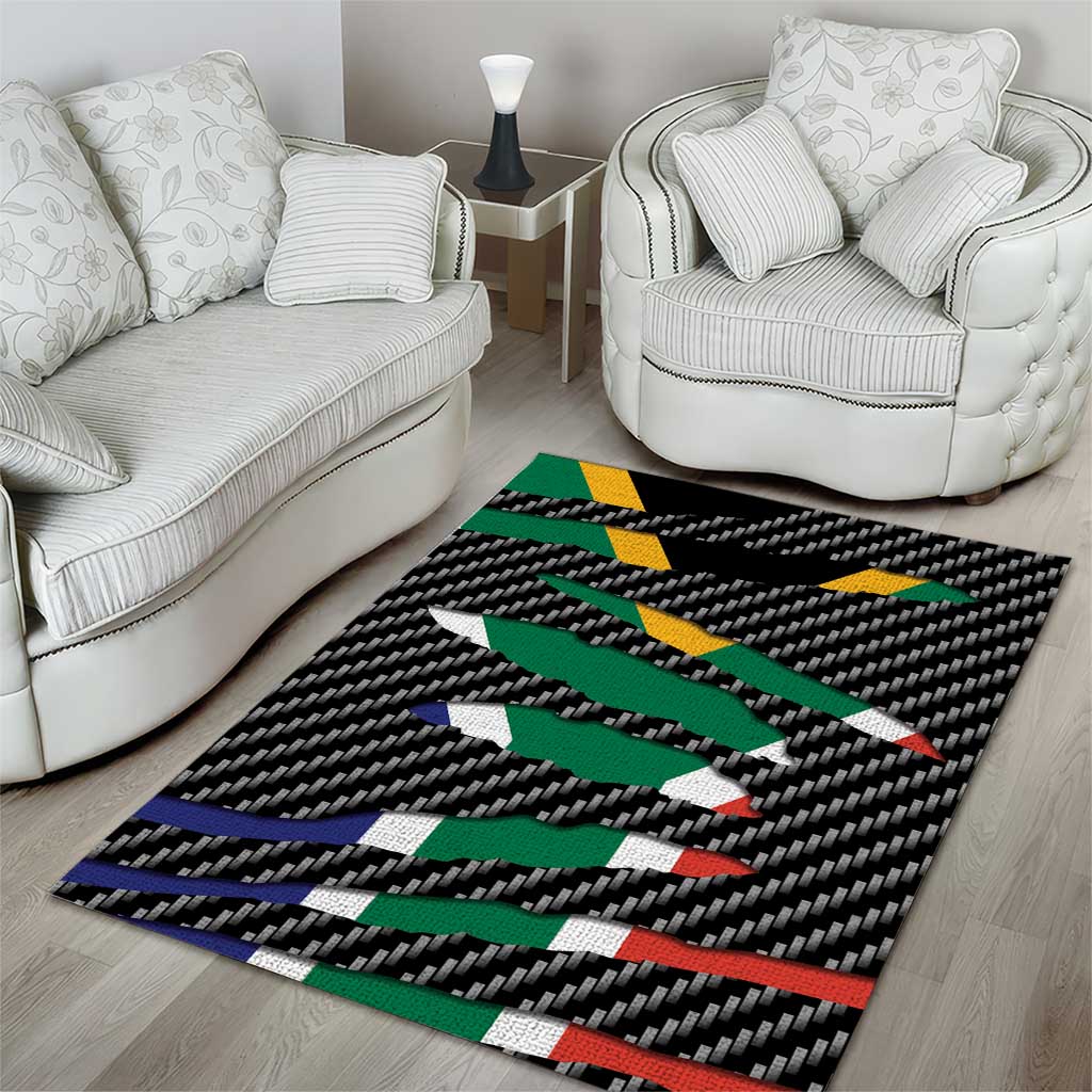 South Africa Beast Area Rug Ripped Flag Graphic - Wonder Print Shop
