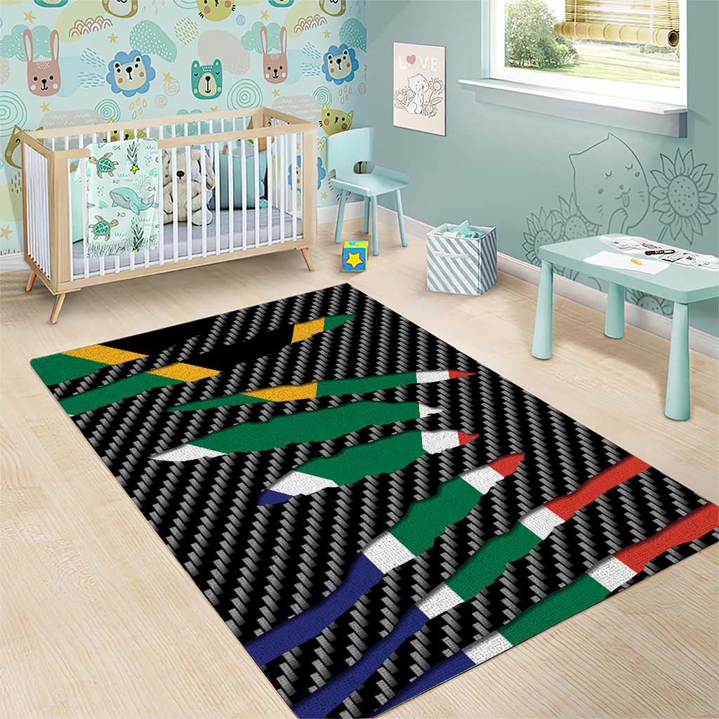 South Africa Beast Area Rug Ripped Flag Graphic - Wonder Print Shop
