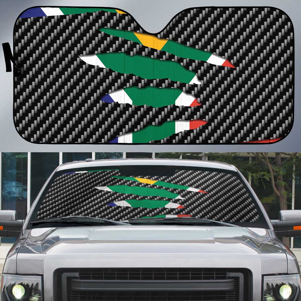South Africa Beast Auto Sun Shade Ripped Flag Graphic - Wonder Print Shop