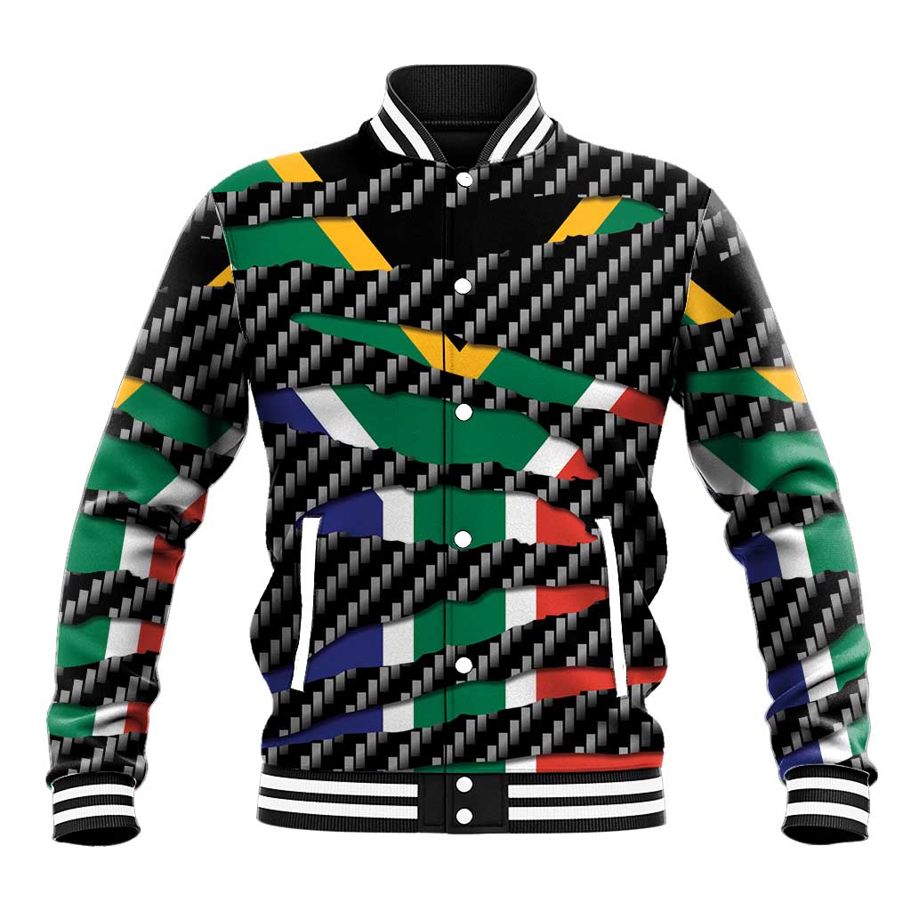 South Africa Beast Baseball Jacket Ripped Flag Graphic - Wonder Print Shop