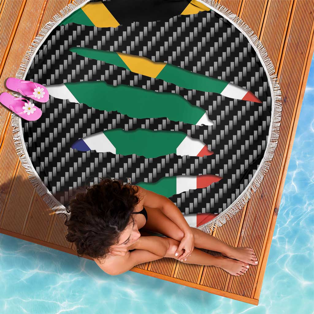 South Africa Beast Beach Blanket Ripped Flag Graphic - Wonder Print Shop