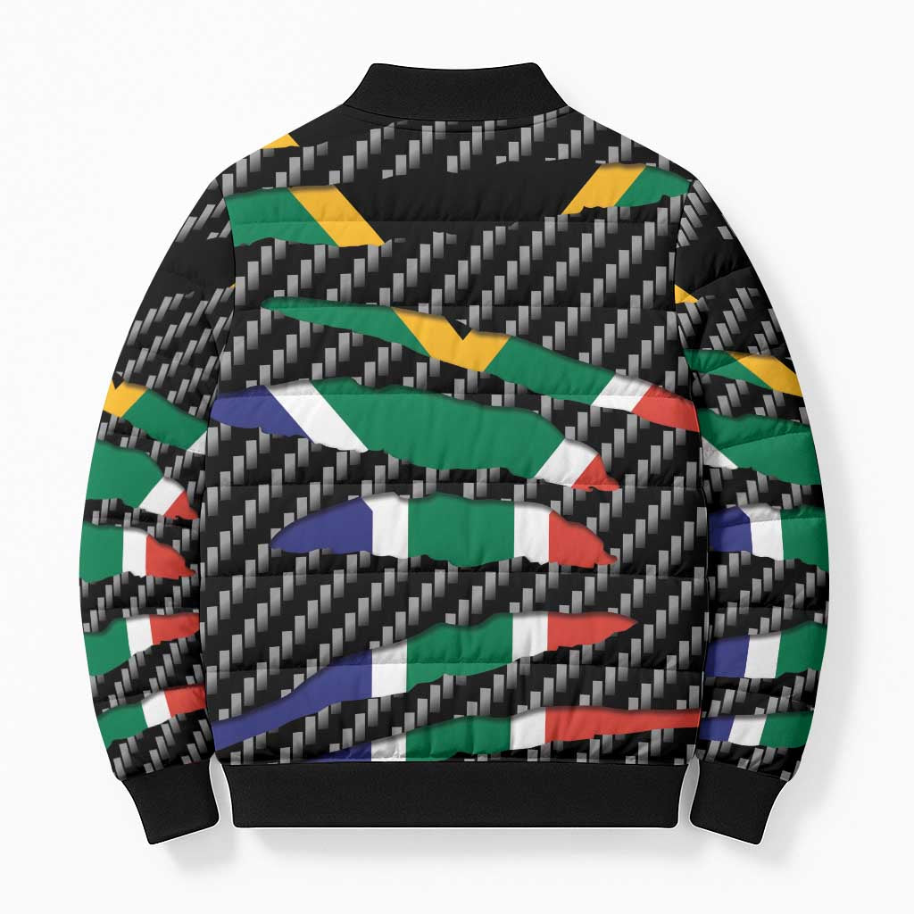 South Africa Beast Bomber Puffer Jacket Ripped Flag Graphic - Wonder Print Shop