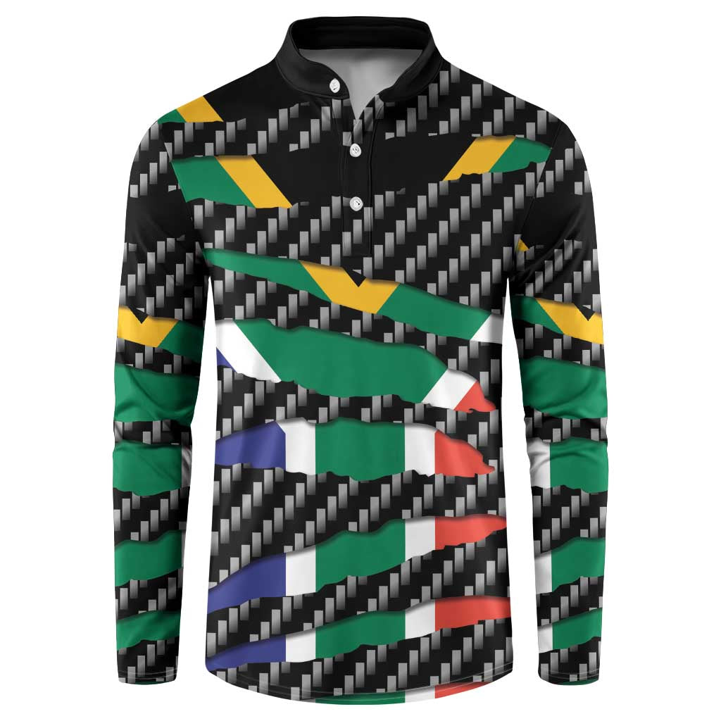South Africa Beast Button Sweatshirt Ripped Flag Graphic - Wonder Print Shop