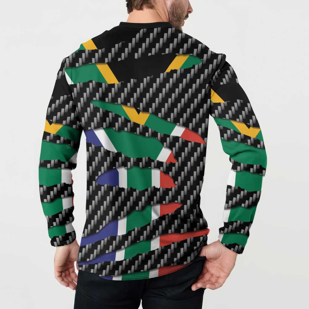 South Africa Beast Button Sweatshirt Ripped Flag Graphic - Wonder Print Shop