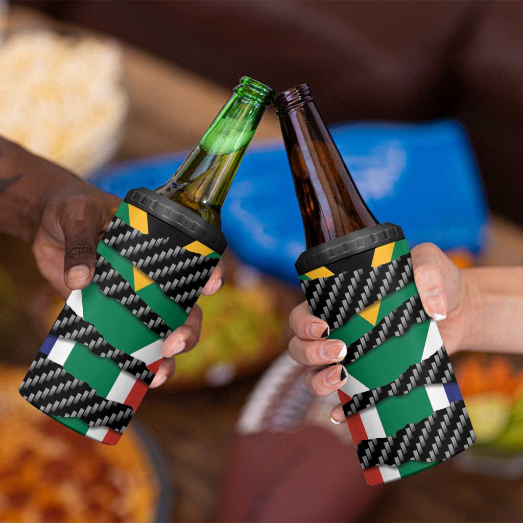 South Africa Beast 4 in 1 Can Cooler Tumbler Ripped Flag Graphic - Wonder Print Shop